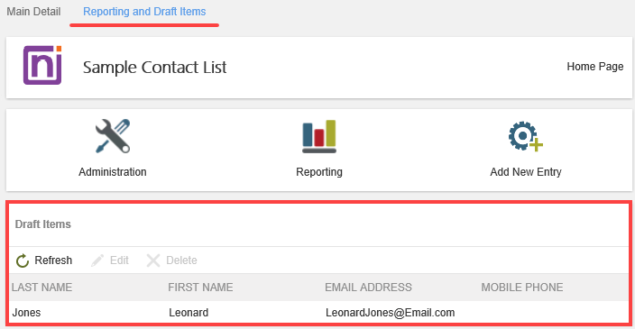 Reporting and Draft Items