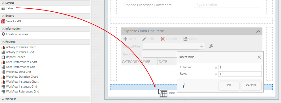 Add Layout Table